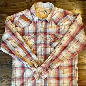 Wrangler Men's 20X Western Long sleeve Shirt Plaid Pearl Snap Size XL